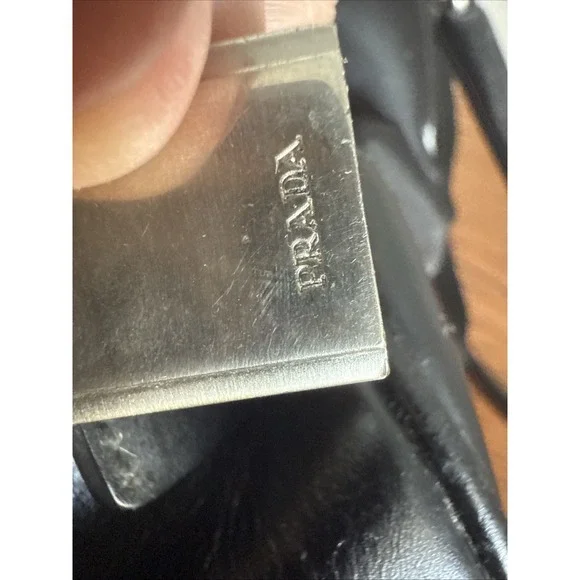 PRADA shoulder bag in black with triangular logo plate and nylon "As Is" - Picture 5 of 9
